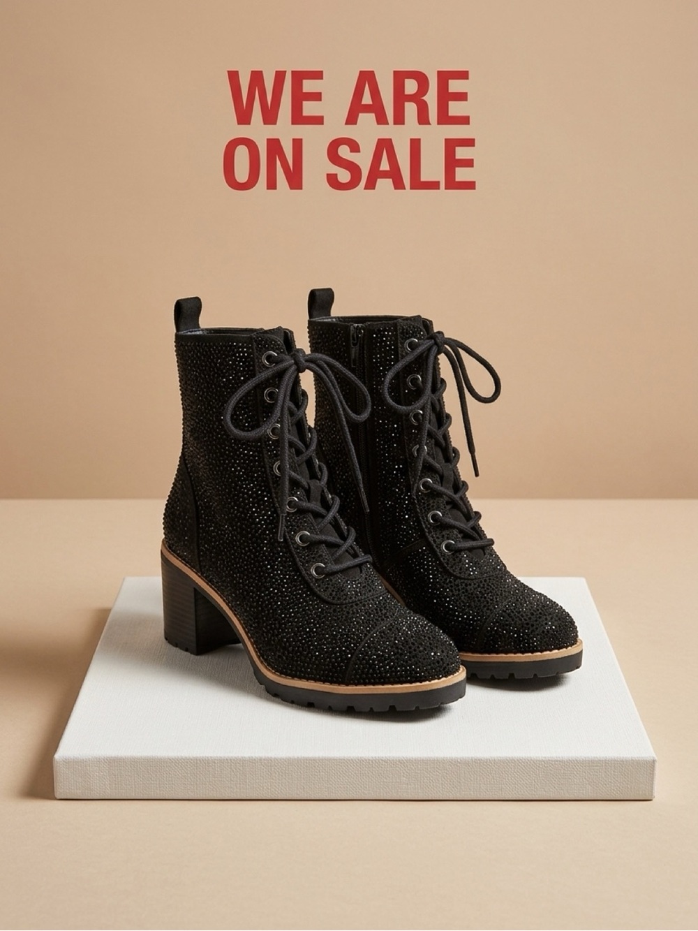 SALE!!  NWT INC International Concepts Black Sparkle Lace-Up Ankle Boots